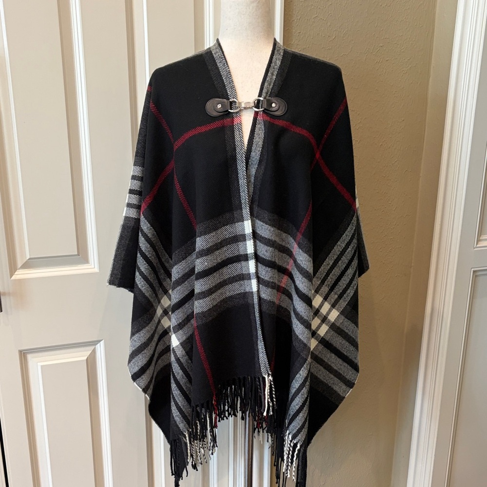 FRAAS Plaid Cape Buckle Detail Red/Black/White One Size - Picture 1 of 5
